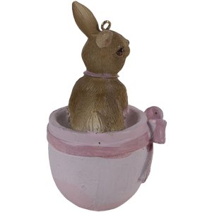 Clayre & Eef 6pr3565 Pendant jewelry rabbit pink 5x4x8 cm