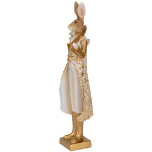 Clayre & Eef 6pr3602 Deco rabbit gold color, white...