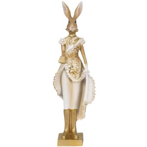 Clayre & Eef 6pr3603 Deco rabbit gold color, white...