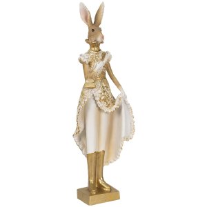 Clayre & Eef 6pr3603 Deco rabbit gold color, white 11x8x33 cm