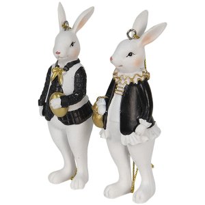 Clayre & Eef 6pr4784 Deco Rabbit Black (2) 4x4x10 -...