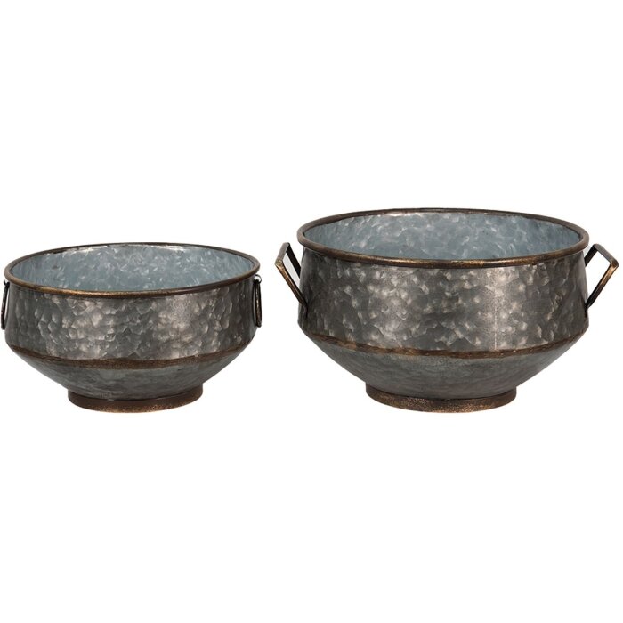 Flower pots for indoor (set of 2) Grey, Brown 40x35x20 - 32x31x15 cm