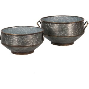 Flower pots for indoor (set of 2) Grey, Brown 40x35x20 - 32x31x15 cm