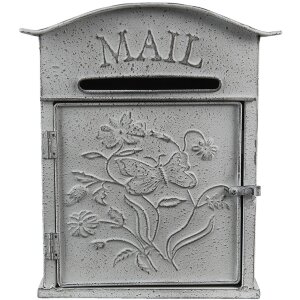 Clayre & Eef 6y4795 Wall Mailbox Grey, White 26x10x31 cm