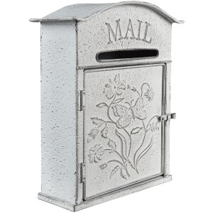 Clayre & Eef 6y4795 Wall Mailbox Grey, White 26x10x31 cm