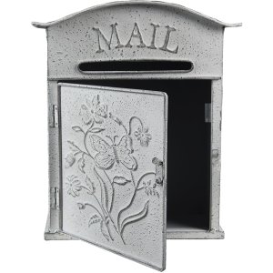 Clayre & Eef 6y4795 Wall Mailbox Grey, White 26x10x31 cm