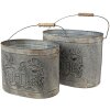 Clayre & Eef 6y4800 Decorative bucket Gray, White 31x20x23 - 27x17x21 cm