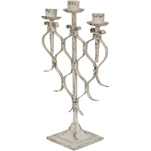 Clayre & Eef 6y5263 Candlestick White 28x12x42 cm