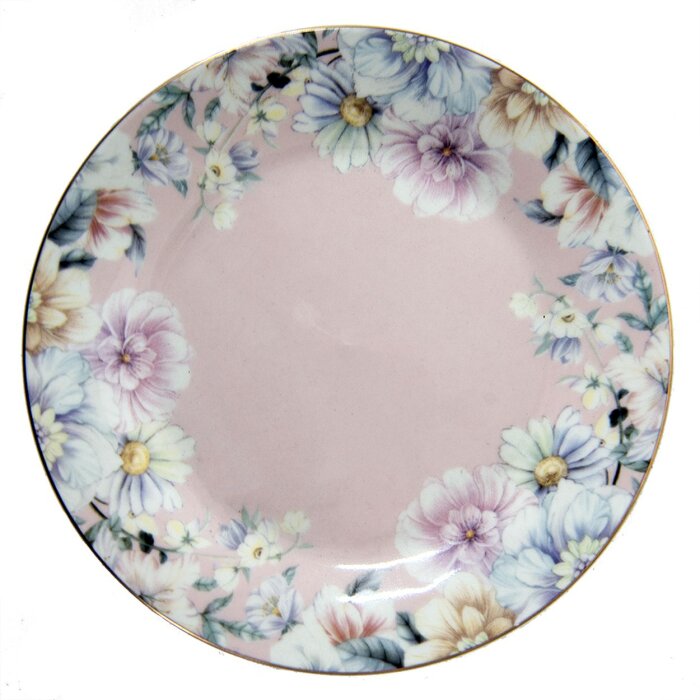 Clayre & Eef flotp tableware breakfast plate pink ø 18x2 cm