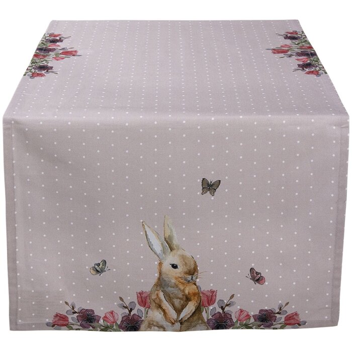 Clayre & Eef hbu64 table runner pink, beige 50x140 cm