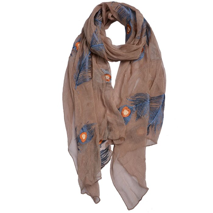 Clayre & Eef jzsc0650ch scarf ladies pattern brown 70x180 cm