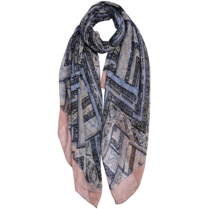 Clayre & Eef jzsc0655p scarf ladies pattern pink 80x180 cm