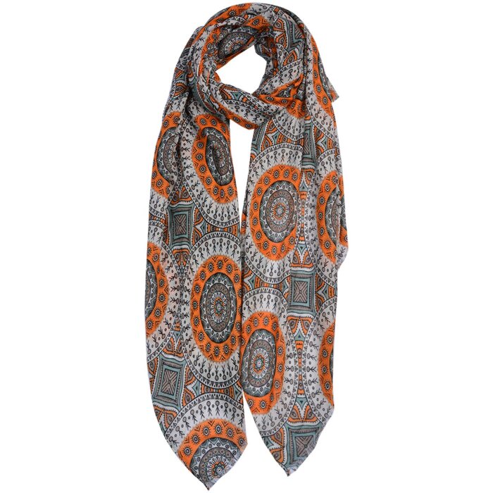 Clayre & Eef jzsc0663 scarf ladies pattern orange 90x190 cm