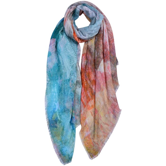 Clayre & Eef jzsc0674 scarf ladies pattern blue, green, red 90x180 cm