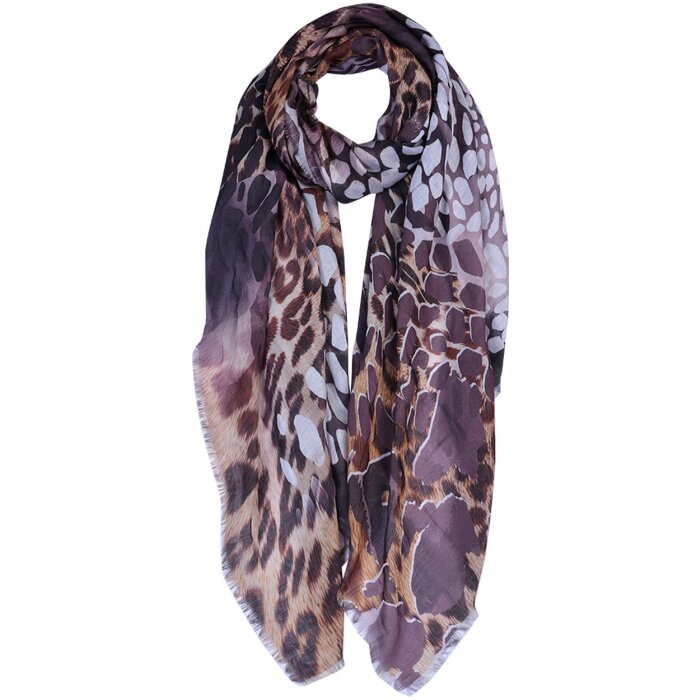 Clayre & Eef jzsc0677 scarf ladies pattern brown 90x180 cm