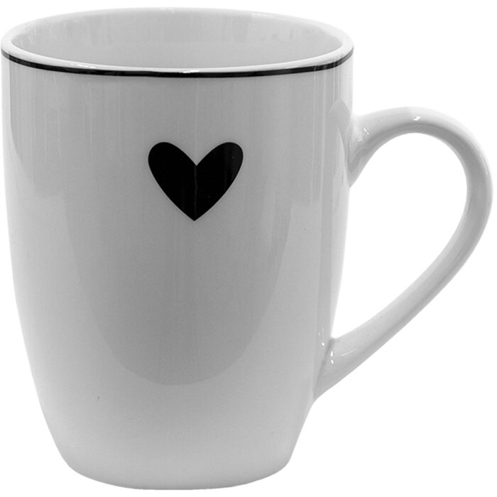 Clayre & Eef lbshmu mug white, black 350 ml