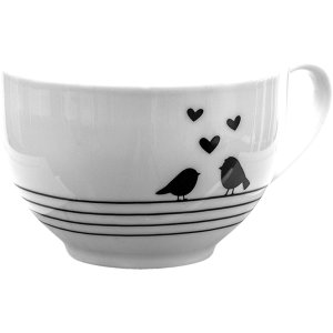 Clayre & Eef lbsks coffee cup with saucer white, black 238 ml