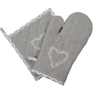 Clayre & Eef lyh44 oven gloves gray 16x30 cm