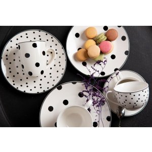 Clayre & Eef sddp tableware breakfast plate white, black ø 20x2 cm