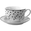 Clayre & Eef Coffee cup with saucer White, Black 12x9x6 - ø 14x2 cm 238 ml