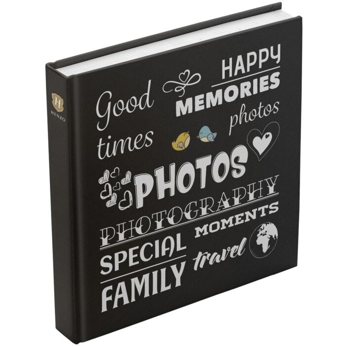 Henzo Jumbo Photo Album Wording black 30x30 cm 100 white sides