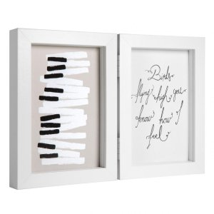 Henzo wood double frame Piano 2 photos 13x18 cm white