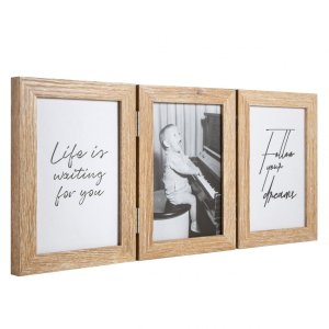 Henzo wood double frame Piano 3 photos 10x15 cm beige