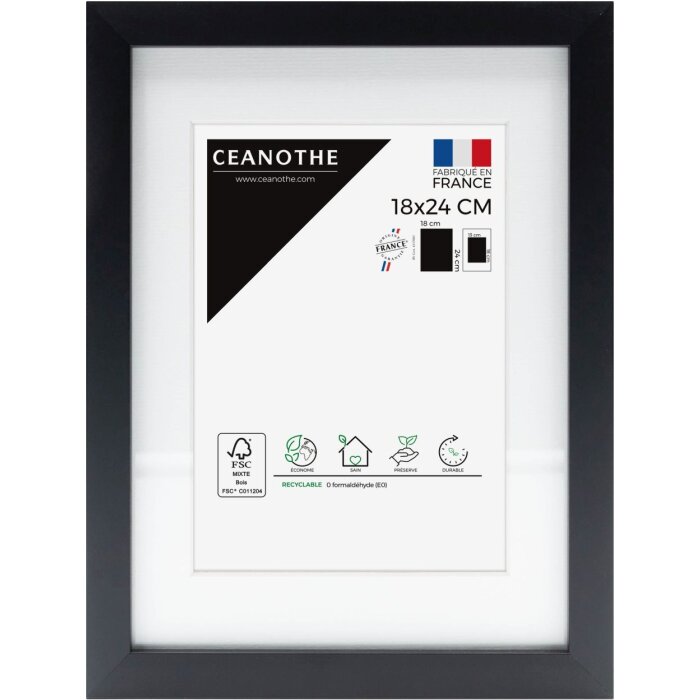 Ceanothe Picture Frame Milan black 20x30 cm with Passepartout 13x18 cm