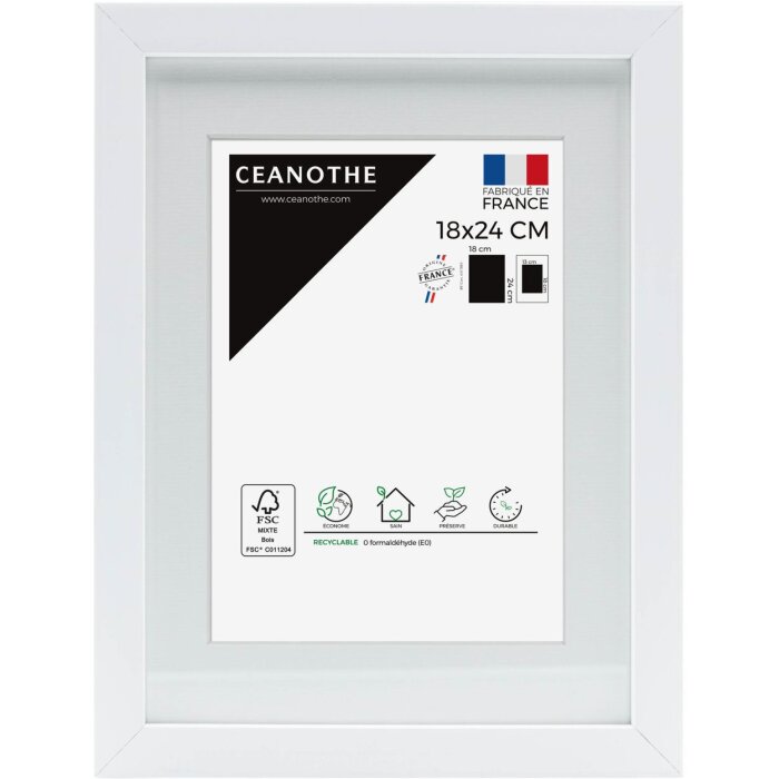 Ceanothe Picture Frame Milan white 40x50 cm with Passepartout 30x40 cm