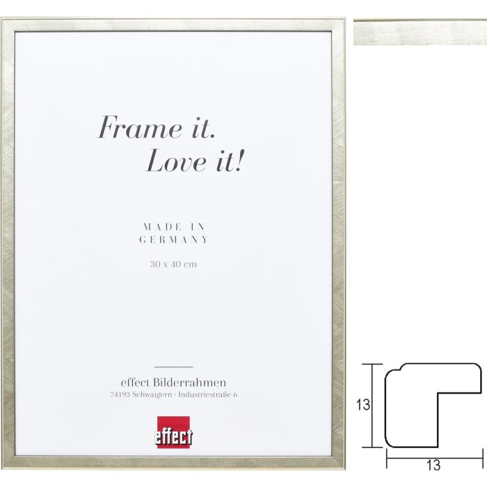 Effect solid wood frame profile 29 silver - special formats and glass types