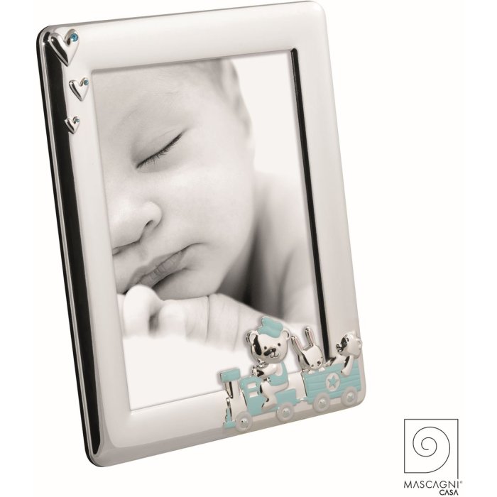 Mascagni A1579 Photo frame metal crystals enamel light blue 13x18 cm