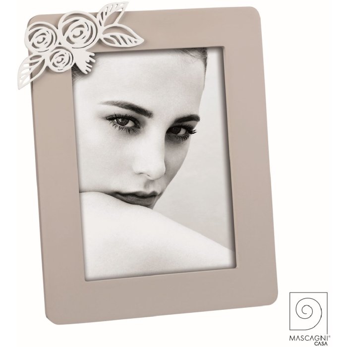 Mascagni A1645 Photo frame lacquered MDF lasered roses Taupe 13x18 cm