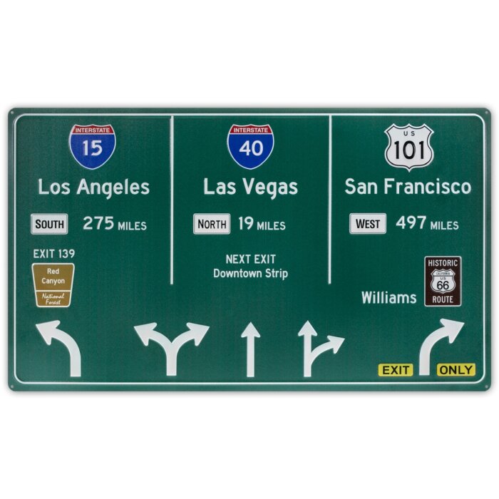 ZEP Tin Sign ROADS 64x37,5x0,4 cm Downtown Strip