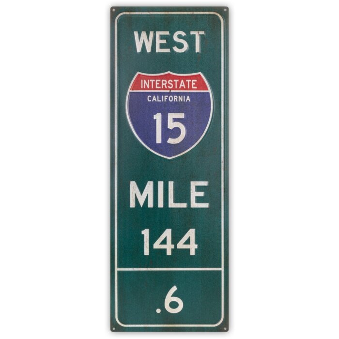 ZEP Tin Sign WEST 20x55x0,4 cm Traffic Sign Interstate