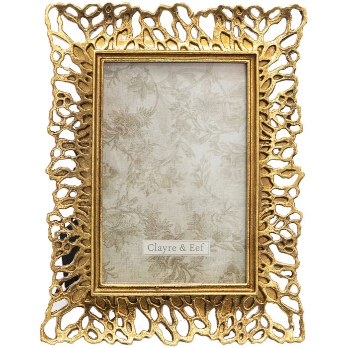 Clayre & Eef 2F0931 Photo Frame 17x2x22 cm - 10x15 cm Gold Coloured