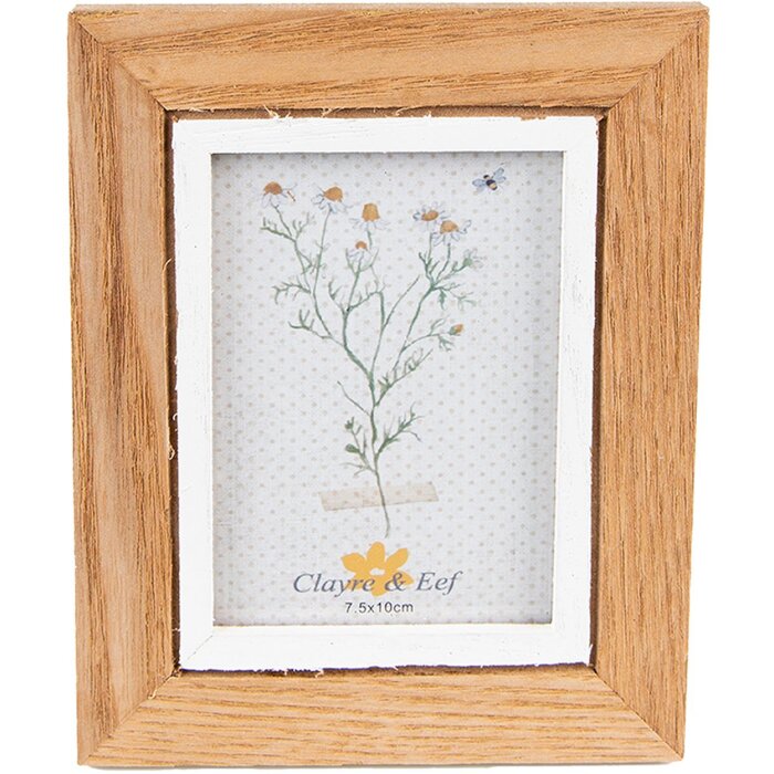 Clayre & Eef 2F0975 Photo Frame 11x1x14 cm - 7x10 cm Brown - White