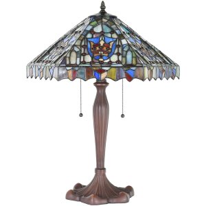 Clayre & Eef 5LL-1206 Table Lamp Tiffany Ø 47x60 cm E27-max 2x60W Beige - Blue