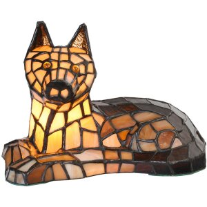 Clayre & Eef 5LL-1215 Table Lamp Tiffany Dog 25x13x17...