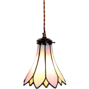 Clayre & Eef 5LL-6196 Hanging Lamp Tiffany Ø 15x115 cm E14-max 1x40W Pink - Beige