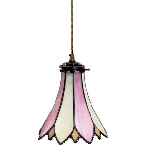 Clayre & Eef 5LL-6196 Hanging Lamp Tiffany Ø 15x115 cm E14-max 1x40W Pink - Beige