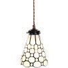 Clayre & Eef 5LL-6198 Hanging Lamp Tiffany Ø 15x115 cm E14-max 1x40W White - Brown