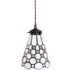 Clayre & Eef 5LL-6198 Hanging Lamp Tiffany Ø 15x115 cm E14-max 1x40W White - Brown