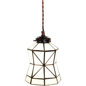 Clayre & Eef 5LL-6200 Hanging Lamp Tiffany Ø 15x115 cm E14-max 1x40W White - Brown