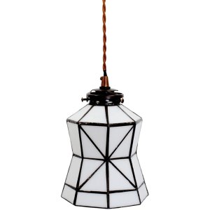 Clayre & Eef 5LL-6200 Hanging Lamp Tiffany Ø 15x115 cm E14-max 1x40W White - Brown