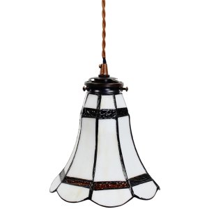 Clayre & Eef 5LL-6201 Hanging Lamp Tiffany Ø 15x115 cm E14-max 1x40W White - Brown