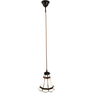 Clayre & Eef 5LL-6201 Hanging Lamp Tiffany Ø 15x115 cm E14-max 1x40W White - Brown