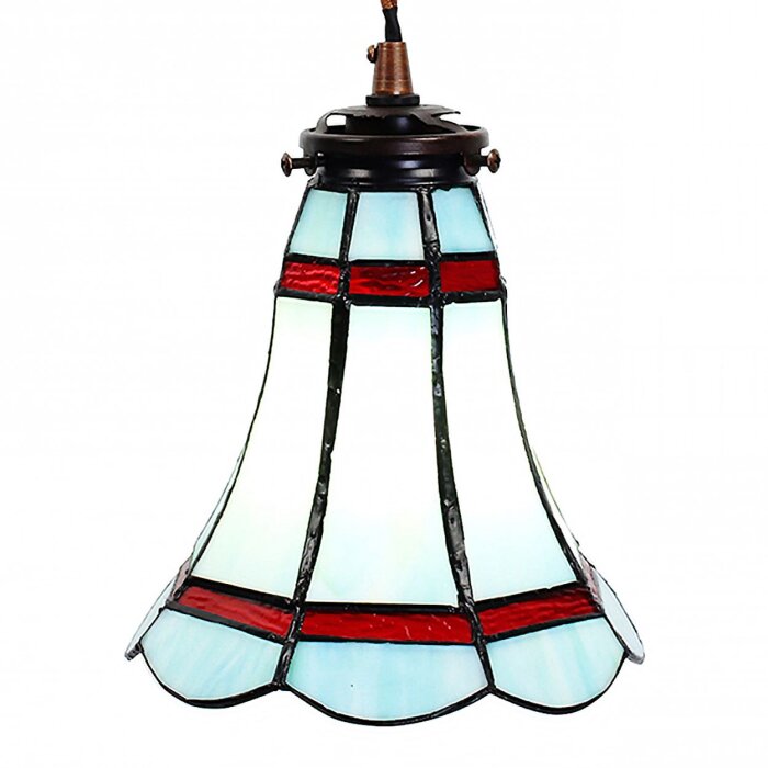 Clayre & Eef 5LL-6202 Hanging Lamp Tiffany Ø 15x115 cm E14-max 1x25W Blue - Red