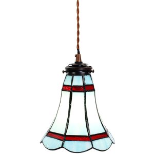 Clayre & Eef 5LL-6202 Hanging Lamp Tiffany Ø 15x115 cm E14-max 1x25W Blue - Red