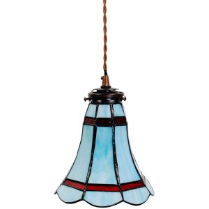 Clayre & Eef 5LL-6202 Hanging Lamp Tiffany Ø 15x115 cm E14-max 1x25W Blue - Red