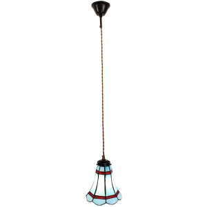 Clayre & Eef 5LL-6202 Hanging Lamp Tiffany Ø 15x115 cm E14-max 1x25W Blue - Red